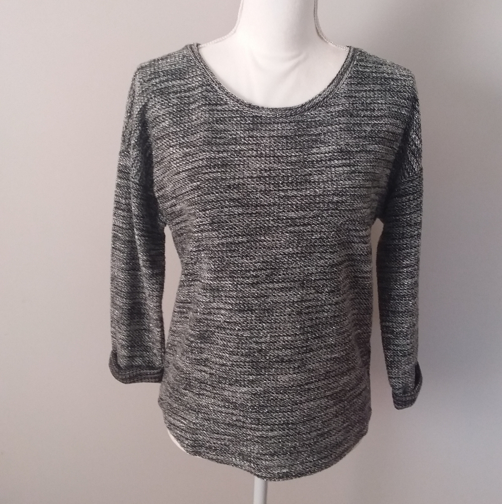 H&M DIVIDED Grey, Black Sweater w/Silver Threads